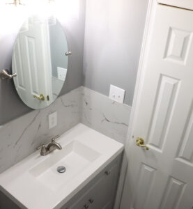 Another picture showing the aftermath of our bathroom remodel. A modern, sleek, and pleasing makeover.