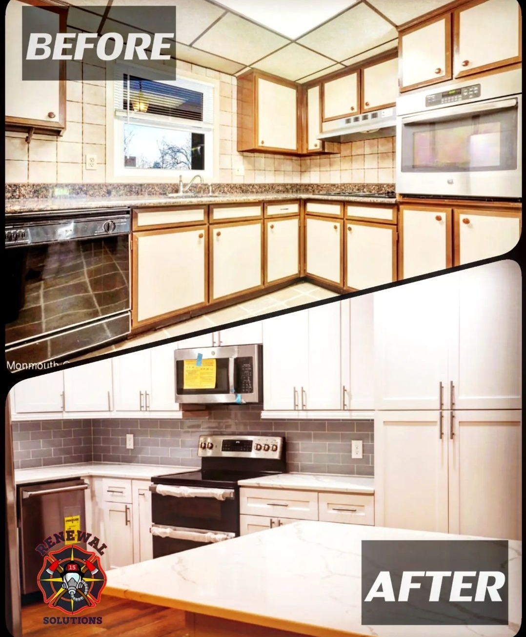 A before and after picture of what our general contractors can do for your remodeling needs.