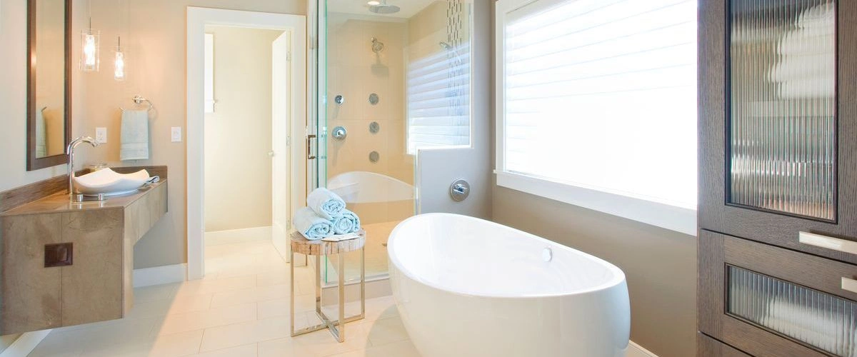 luxury bath floating vanity walk in shower